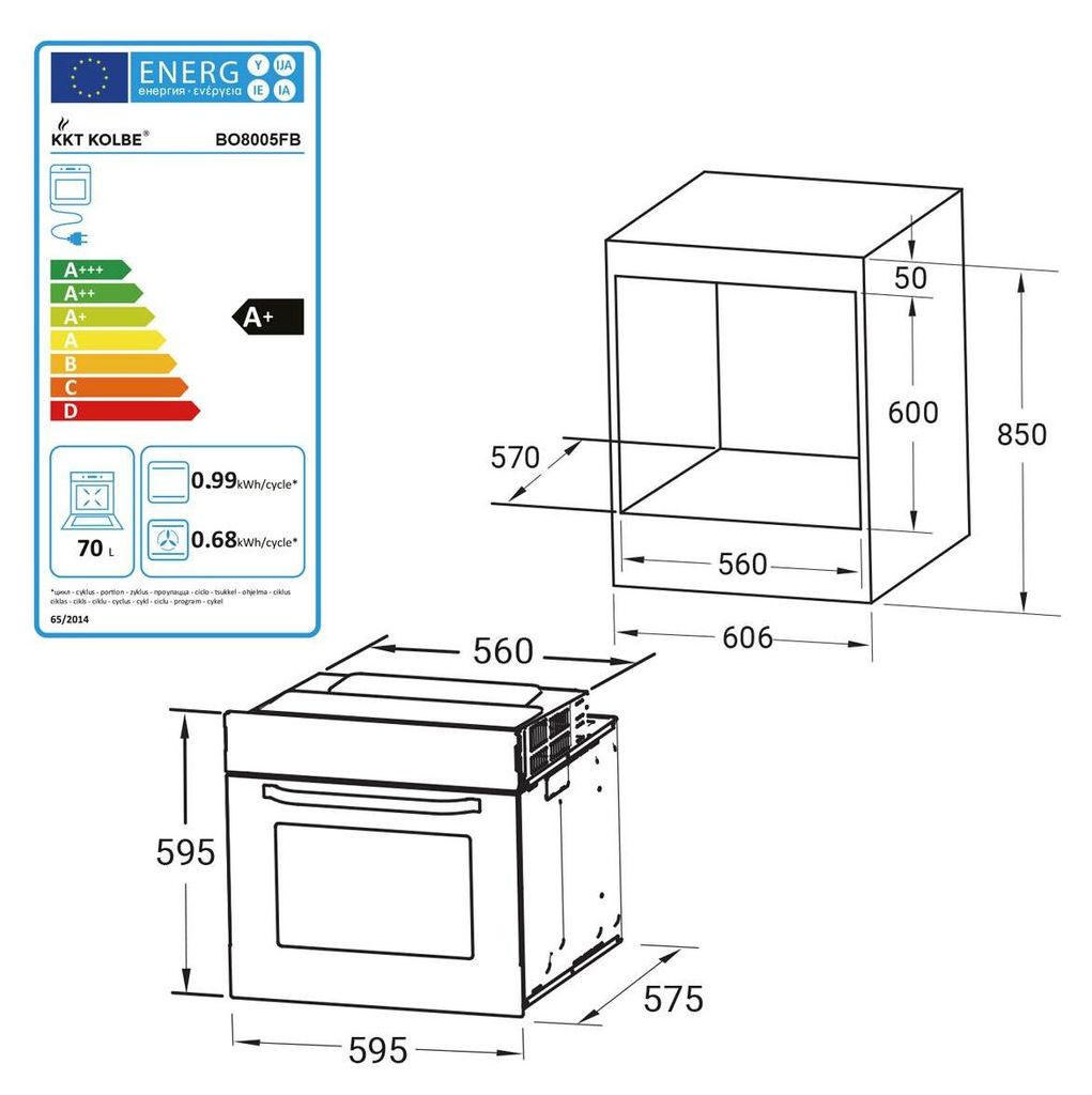 Cuisinière: 60cm Four encastrable BO8005FB + 59cm Plaque Image du produit 