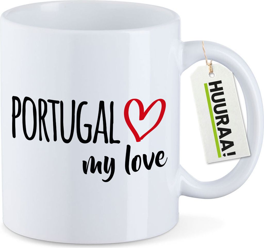 Huuraa Kaffeetasse Portugal my love 330ml Weiß Keramik Kaffeebecher Geschenkidee