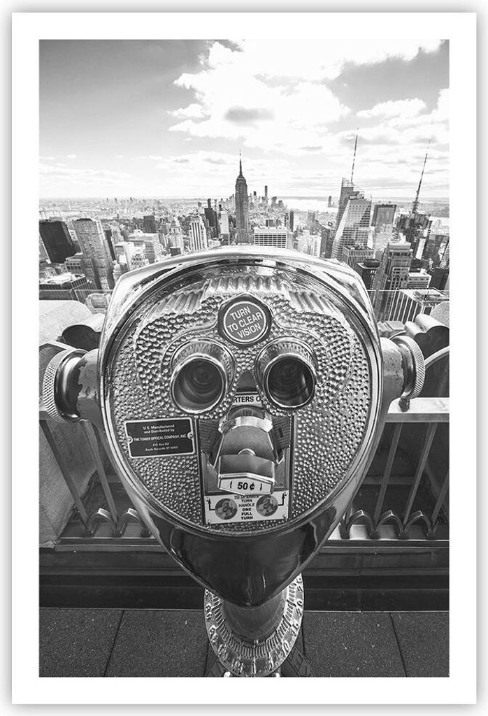 Poster - Poster ohne Rahmen - Manhattan Fernglas Ansicht - 61x91,5 cm - Wand Bild - Wanddeko - Wandbilder - Kunstposter - Wandposter - Bilder - Kun...