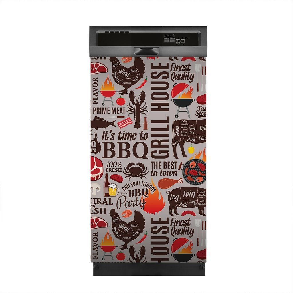 Aufkleber sticker 45x80 cm Dekorative folie Spülmaschine - BBQ Fleisch Gemüse