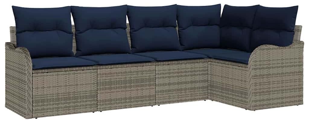 vidaXL Tuinset met loungebank, grijs, van polyrotan Productafbeelding 