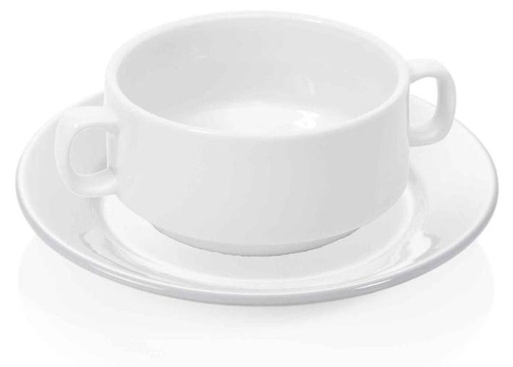 18x Suppentasse mit Henkelgriffen + Untertasse 260 ml, Produktbild 