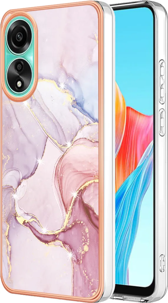 Cover Oppo A78 4G Marmo Rosa e Oro | Custodia Chic Shockproof Slim