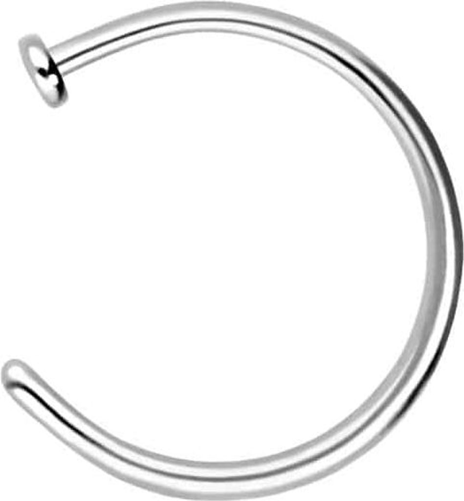 Nasenpiercing, Nasenstecker Titan Nasenring offen PLATTE WeißGold Innendurchmesser: 10mm + Stabstärke: 1mm