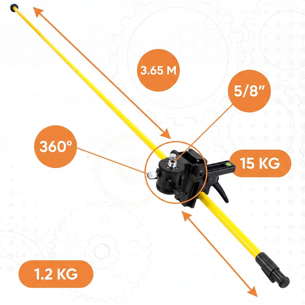 Laserstang schroefbaar 365 cm met laserlift, spanstang Productafbeelding  AI-gegenereerde afbeelding