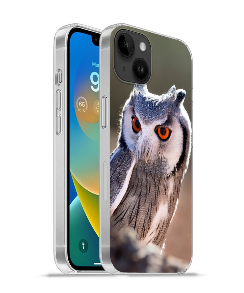 MuchoWow Handyhülle Schutzhülle Hülle für Apple iPhone 14 Plus - Soft case Eule - Makro - Tier Silikon Softcase Handy Hülle - Abbildung