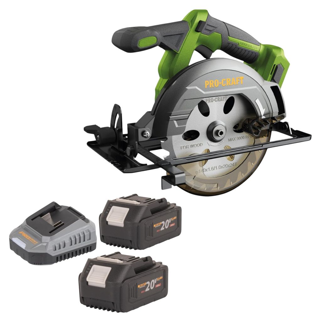 Procraft PCA32-BB Akku Handkreissäge 20 V 165 mm Brushless + 2x Akku 4,0 Ah + Ladegerät