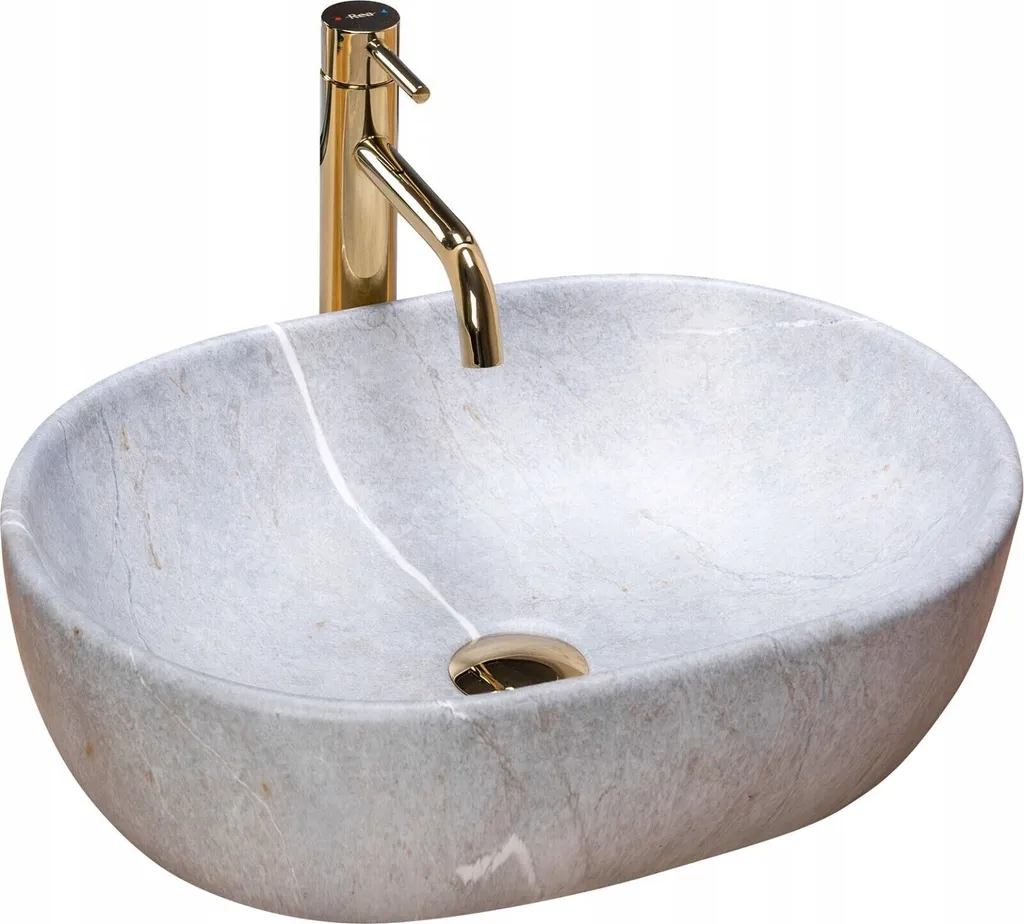 Lavandino Ovale 48,5x35 Effetto Pietra per Bagno e Lavanderia