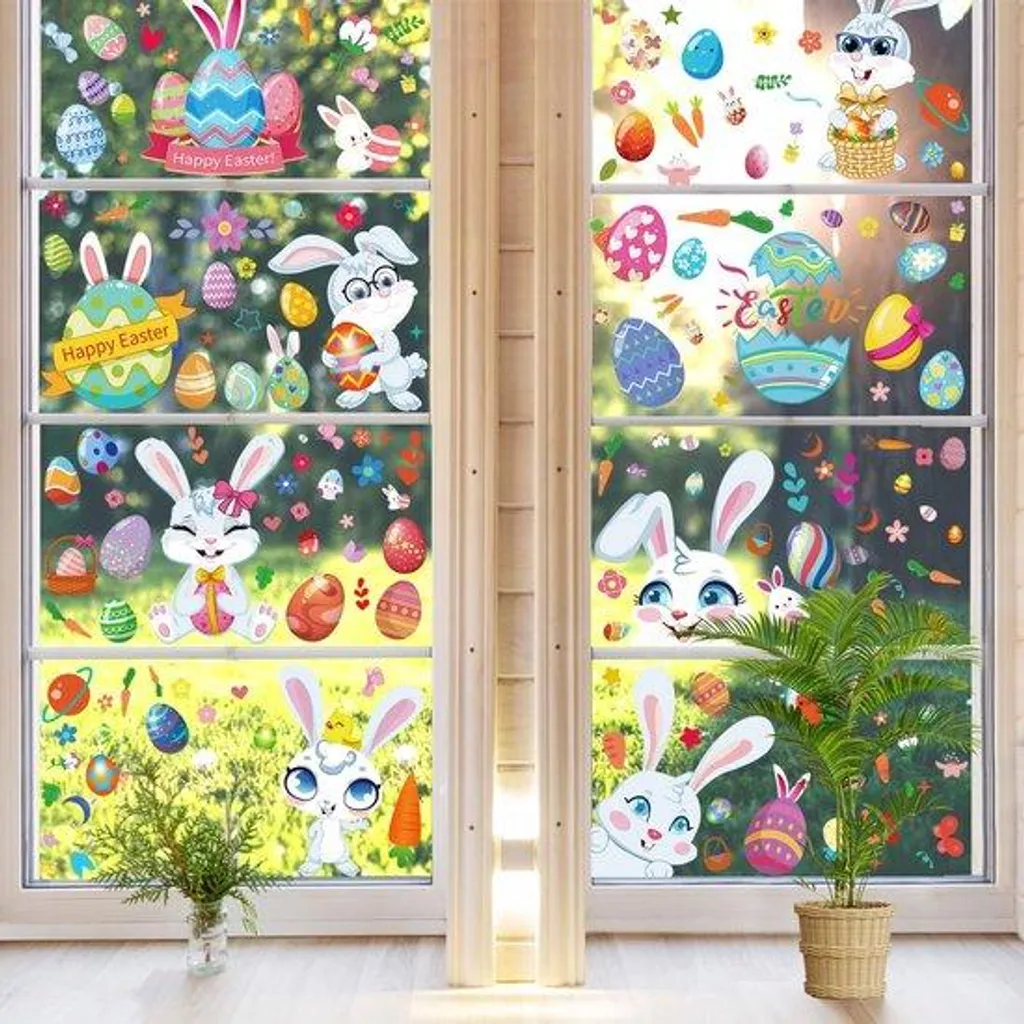 Déco de Pâques Réutilisable avec Motifs Œufs 9 Feuilles Couleur