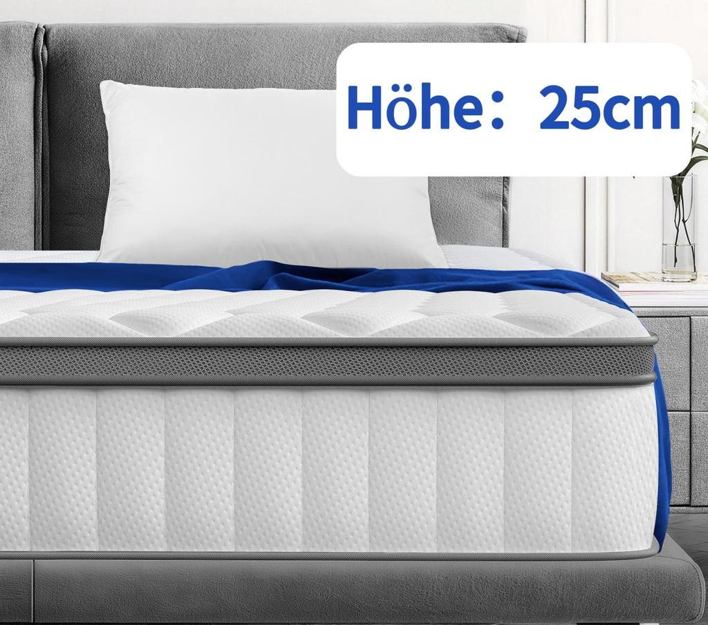 Hiazurm Matratze 140x200, 7-Zonen Federkernmatratze mit Produktbild 
