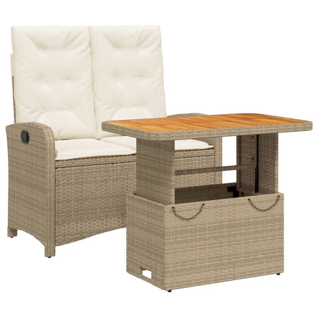 "2026 Aktion" 2-tlg. Garten-Essgruppe - elegantes Design - Sitzgruppe/Gartenmöbel-Set - mit Kissen Beige Poly Rattan - Terassenmöbel NeuMöbel273291