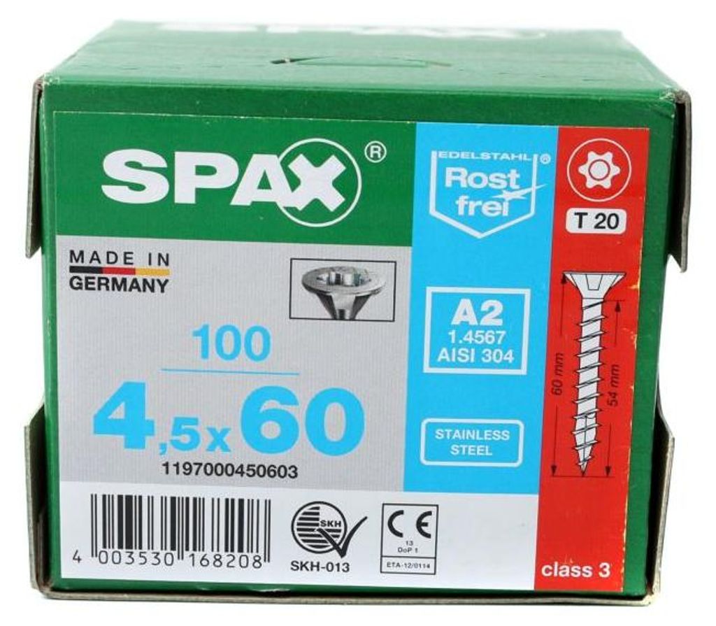 ART 88091 SPAX A 2 4,5 x 60/54 - T20, inbouwschroef A 2, Productafbeelding 