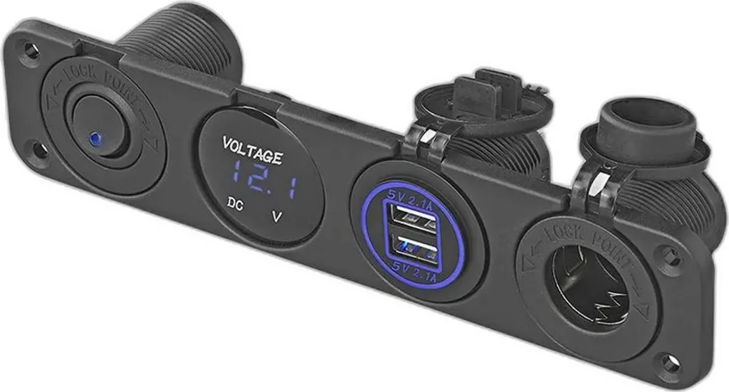 Panneau de recharge encastrable avec Voltmètre et Double USB A 4.2A