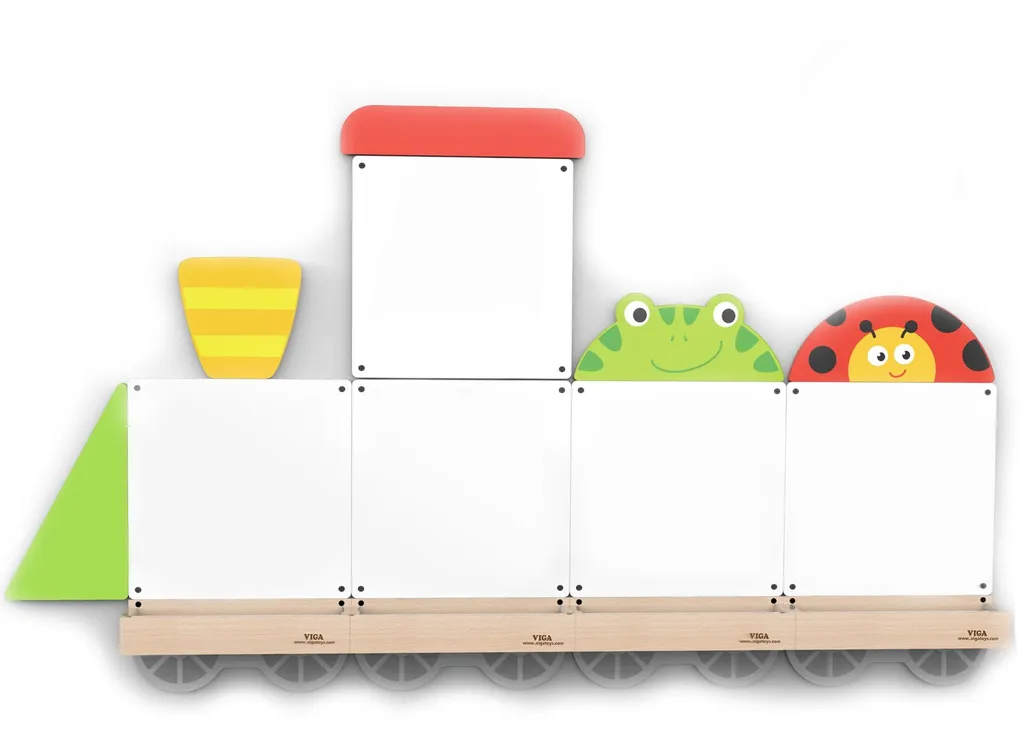 Train Mural Multi-Activités Bois VIGA Jeu de Motricité Fine Animaux