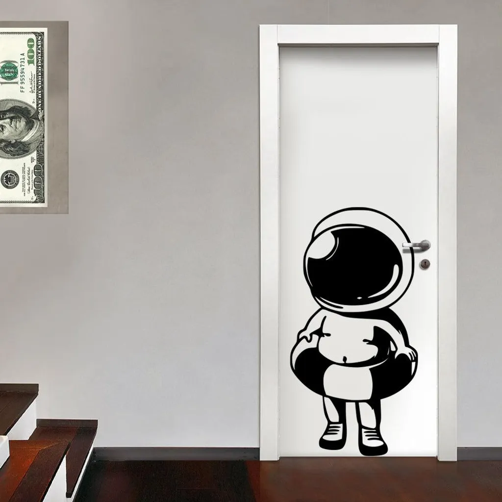 Décoration murale astronaute en vinyle noir mat 55x108 cm haute qualité