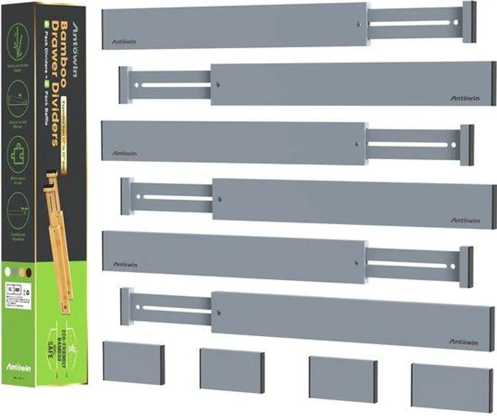 Organisateur tiroir bambou extensible avec ressorts de tension