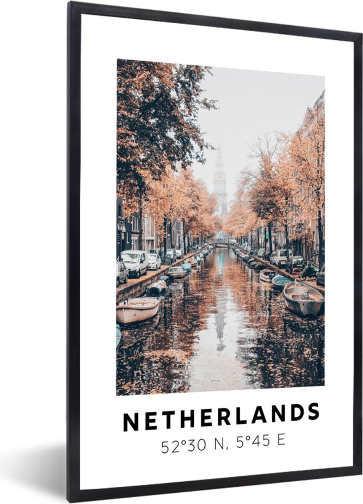 MuchoWow Gerahmtes Poster Niederlande - Ärmelkanal - Herbst 40x60 cm - Poster mit Schwarzem Bilderrahmen Wandposter Rahmen Foto Bilder - Papierd...