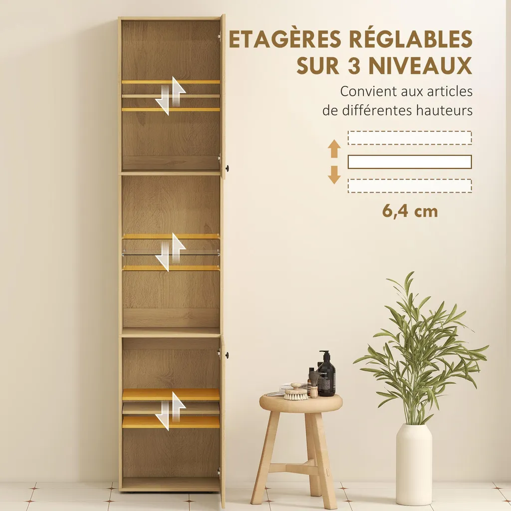Meuble haut salle de bain bois 6 étages pour optimiser les petits espaces - 7
