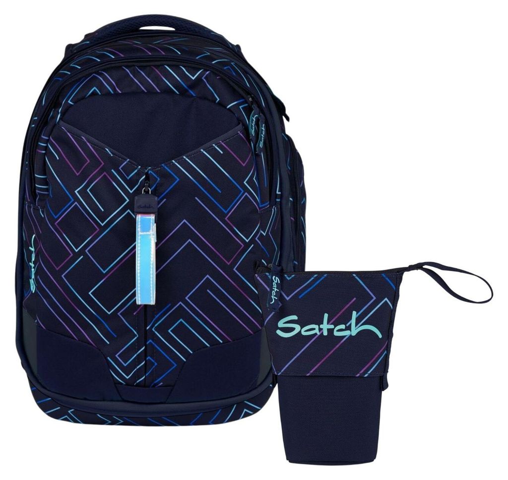 Satch, Schulrucksack-Set MATCH Purple Laser 2-teilig, ab 5. Klasse