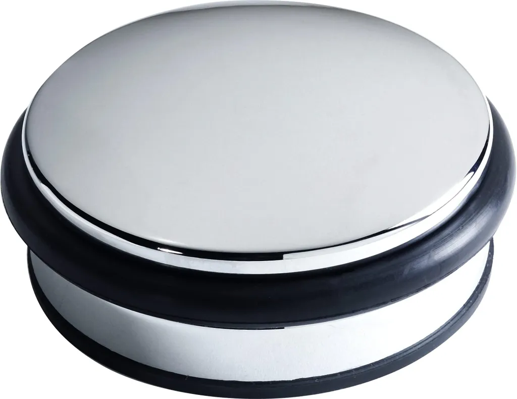 Butée de porte lourde chrome poli 1,2 kg protection caoutchouc 10 cm