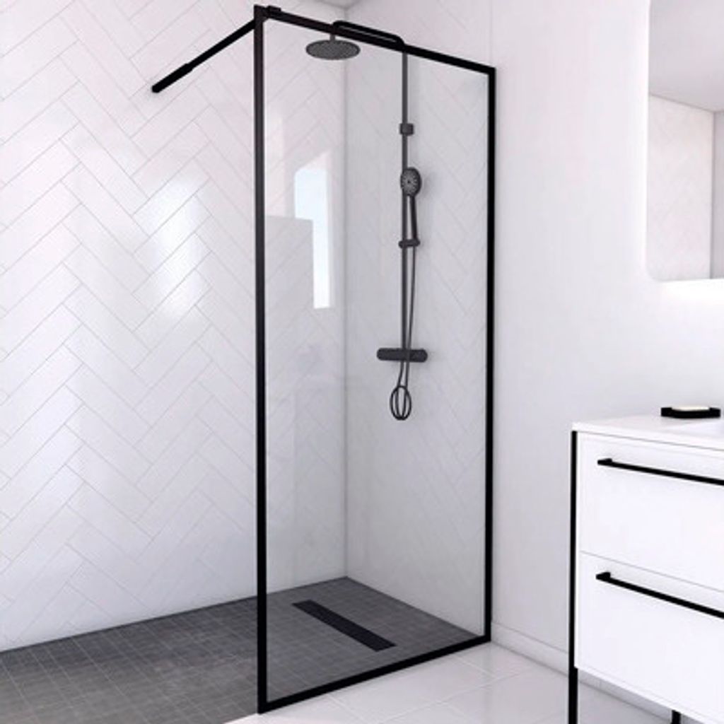 Walk In Aurlane Dark Edge 90 cm Profil schwarz Klarglas Reversibel
