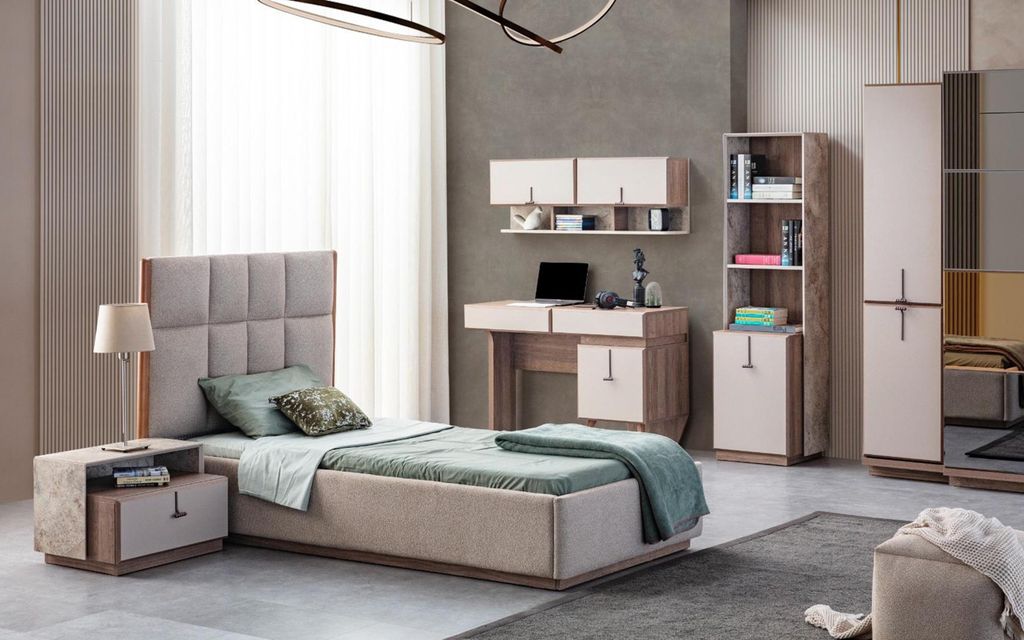 Modernes Bücherregal Designer Standregal Beige Büroregale Bücherschrank