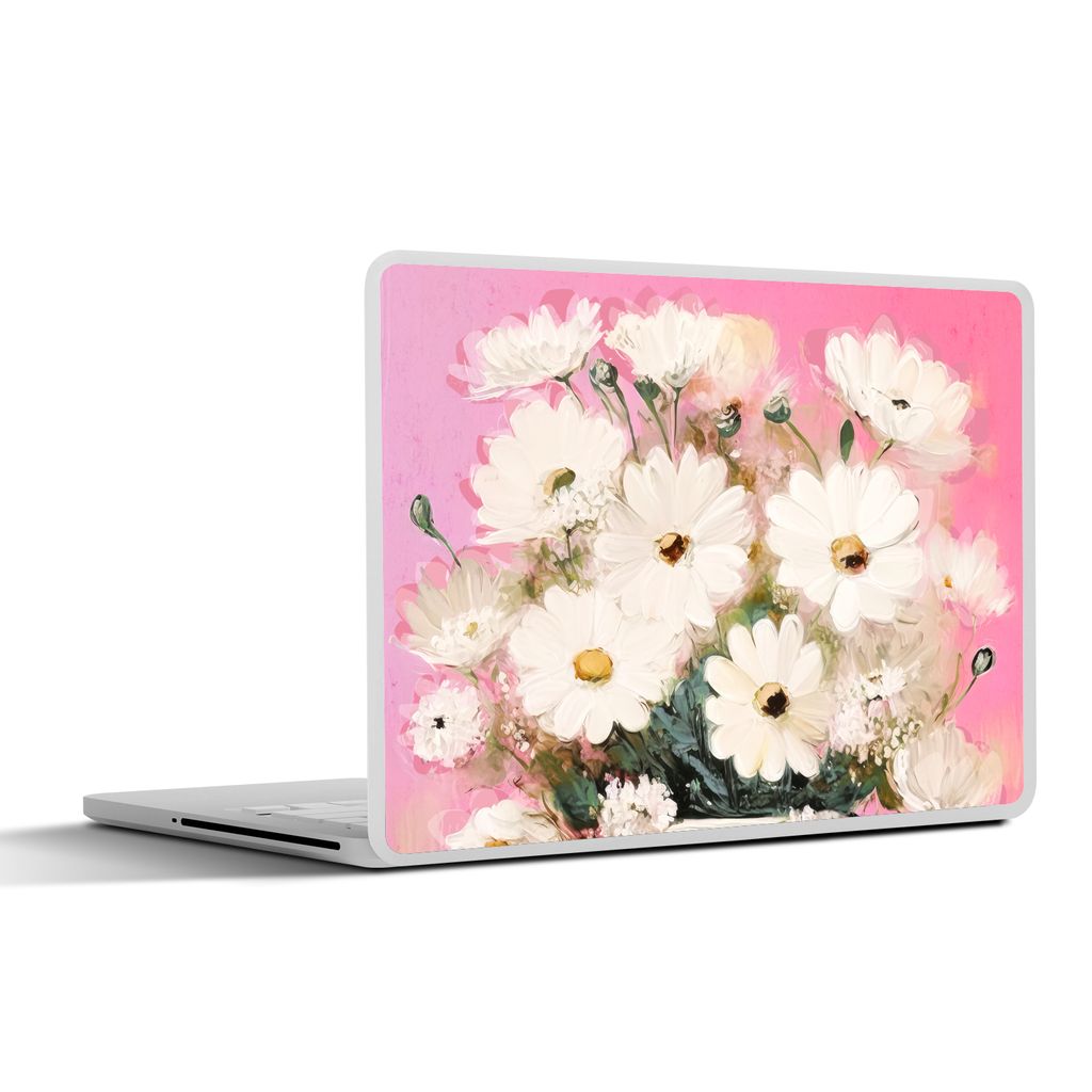 MuchoWow Laptop Aufkleber Sticker Cover Blumen - Vase - Pflanzen - Weiß 30x22 cm - Laptop-Sticker
