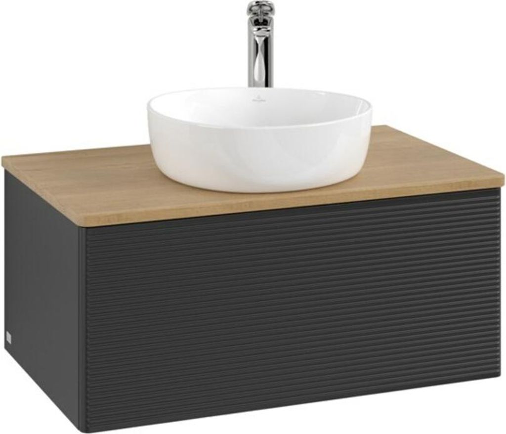 V&B Waschtischunterschrank mit Frontstruktur Antao 80x36x50cm, HL, WBP hon. Oa, bla m Lac