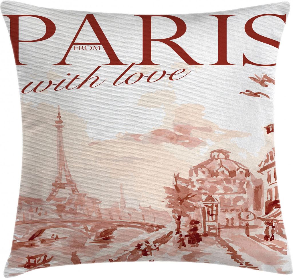 ABAKUHAUS Rosa Kissenbezug, Weinlese-Aquarell Paris, Waschbar mit Reißverschluss Kissenhülle mit Farbfesten Klaren Farben Beidseitiger Druck, 40 ...