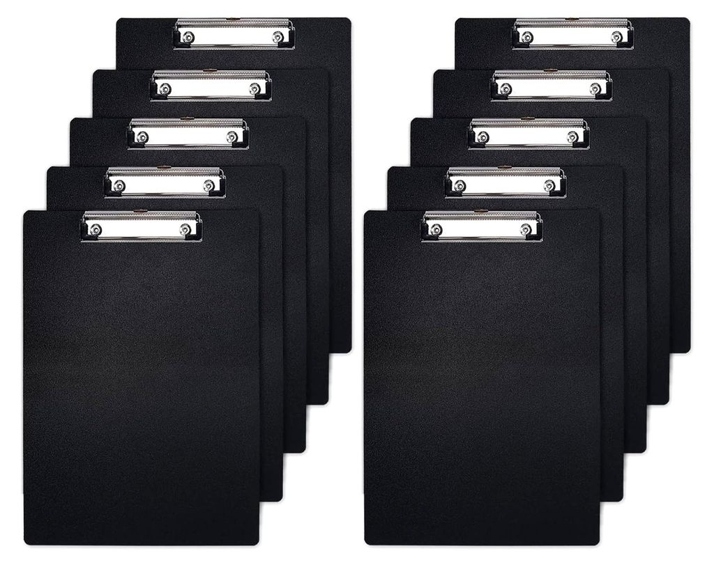 10 Stück Klemmbrett A4, Clipboard Set mit Metallclips, Schwarz, Zwischenablage für Notizen, Formulare, Dokumente, Schule, Büro, Menü, Klassenzi...