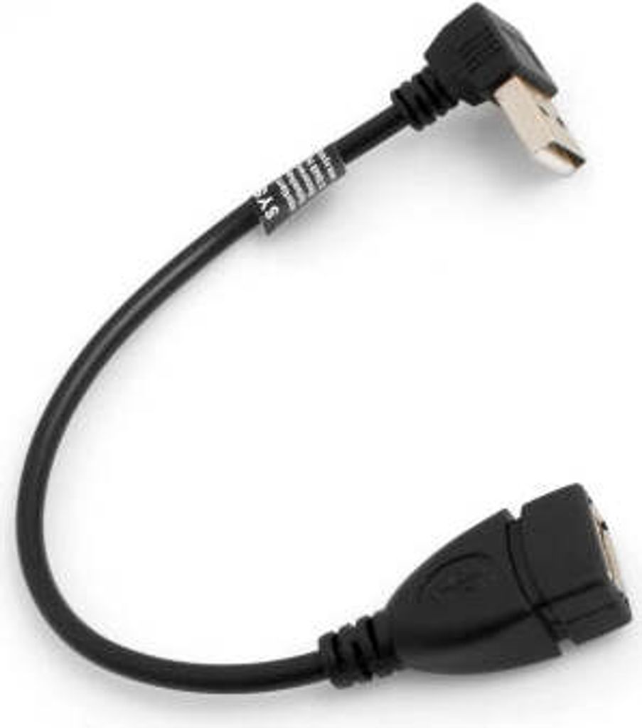 SYSTEM-S USB Kabel 2.0 Typ A (male) 90° gewinkelt Aufwärts Winkel auf USB 2.0 Typ A (female) Ladekabel Datenkabel Verlängerungskabel 20 cm