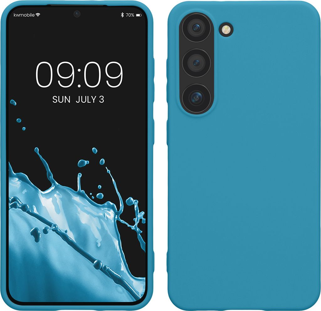 kwmobile Hülle kompatibel mit Samsung Galaxy S23 Hülle - TPU Silikon S23 Handyhülle - Case stoßabsorbierend flexibel - Kabelloses Laden - Karib...