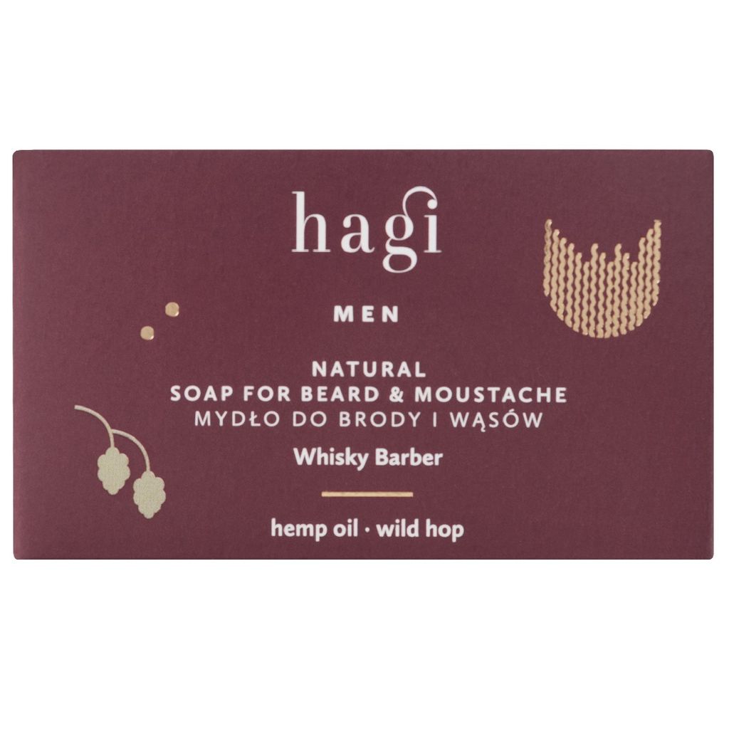Hagi Whisky Barber Natural Soap for Beard and Mustache with Hop Extract, Pine Oil, Shea Butter, Herbal Oils, Protection and Strengthening, Whiskey ...