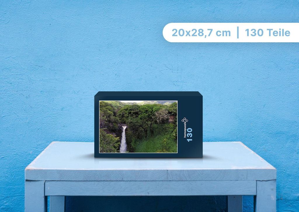 hansepuzzle 103173 - Wasserfall Puzzle, 130 Teile, Natur, 28,7 x 20,0cm mit hochwertiger Aufbewahrung, Kartonbox und wiederverschließbarem Beutel