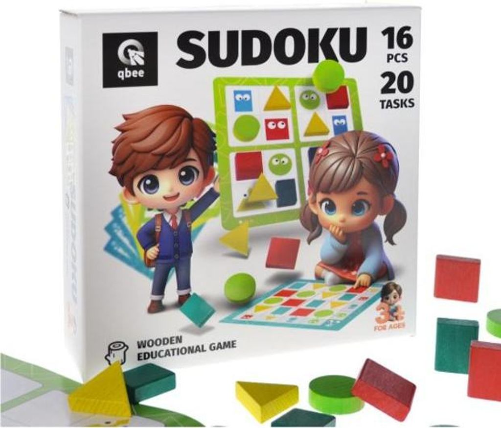 Drewniana gra logiczna Sudoku geometryczne 16 elementów