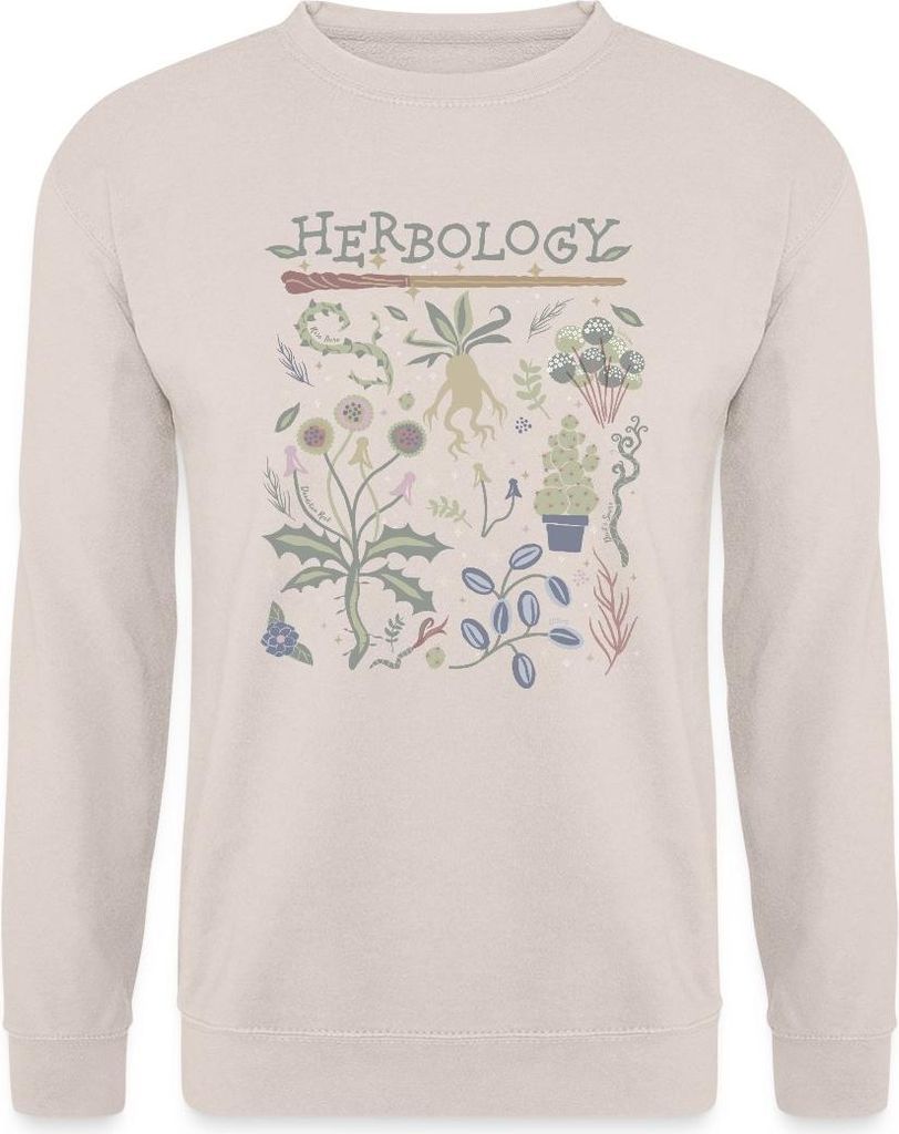 Spreadshirt Harry Potter Herbology Botanische Kräuter Design Uni Pullover, L, Sand