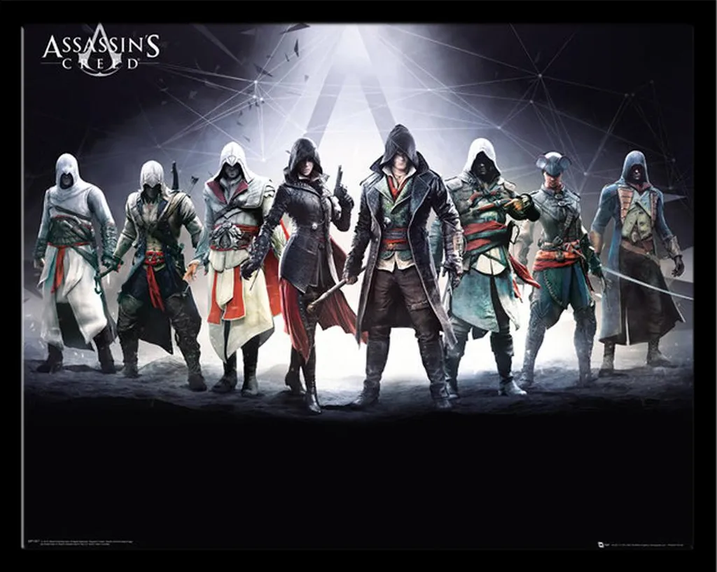 Tableau Assassin's Creed encadré bois noir Shinsuke vitre acrylique