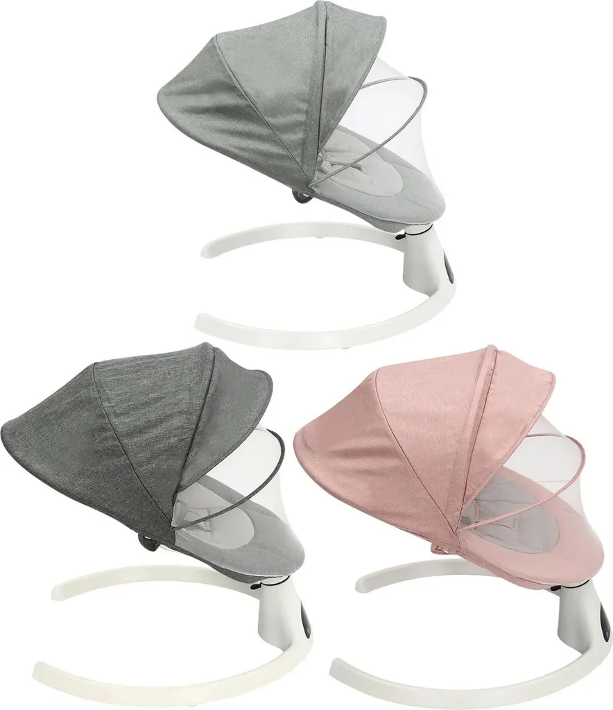 Balançoire bébé avec 5 vitesses et minuterie - Transat rose avec télécommande - 4