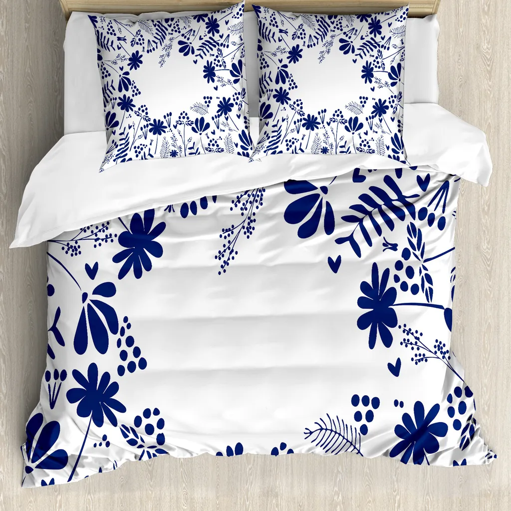 Copripiumino Indaco Bianco Abakuhaus - Motivi Botanici Chic