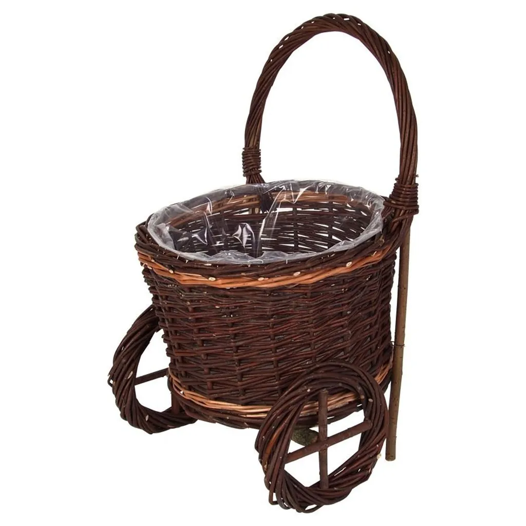 Chariot porte-plante osier imperméable avec roulettes pivotantes - 2
