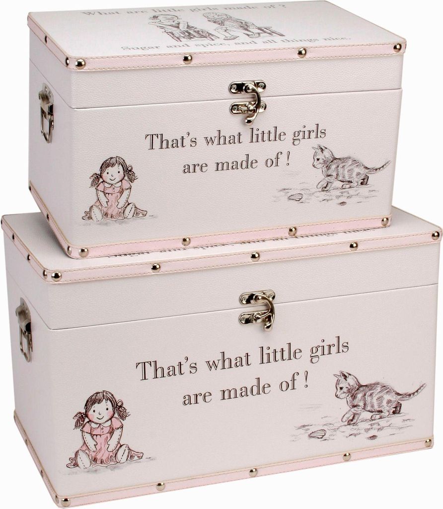 Gepäckserie - Set mit 2 Aufbewahrungsboxen - Kleine Mädchen WD103 (One Size) (White)