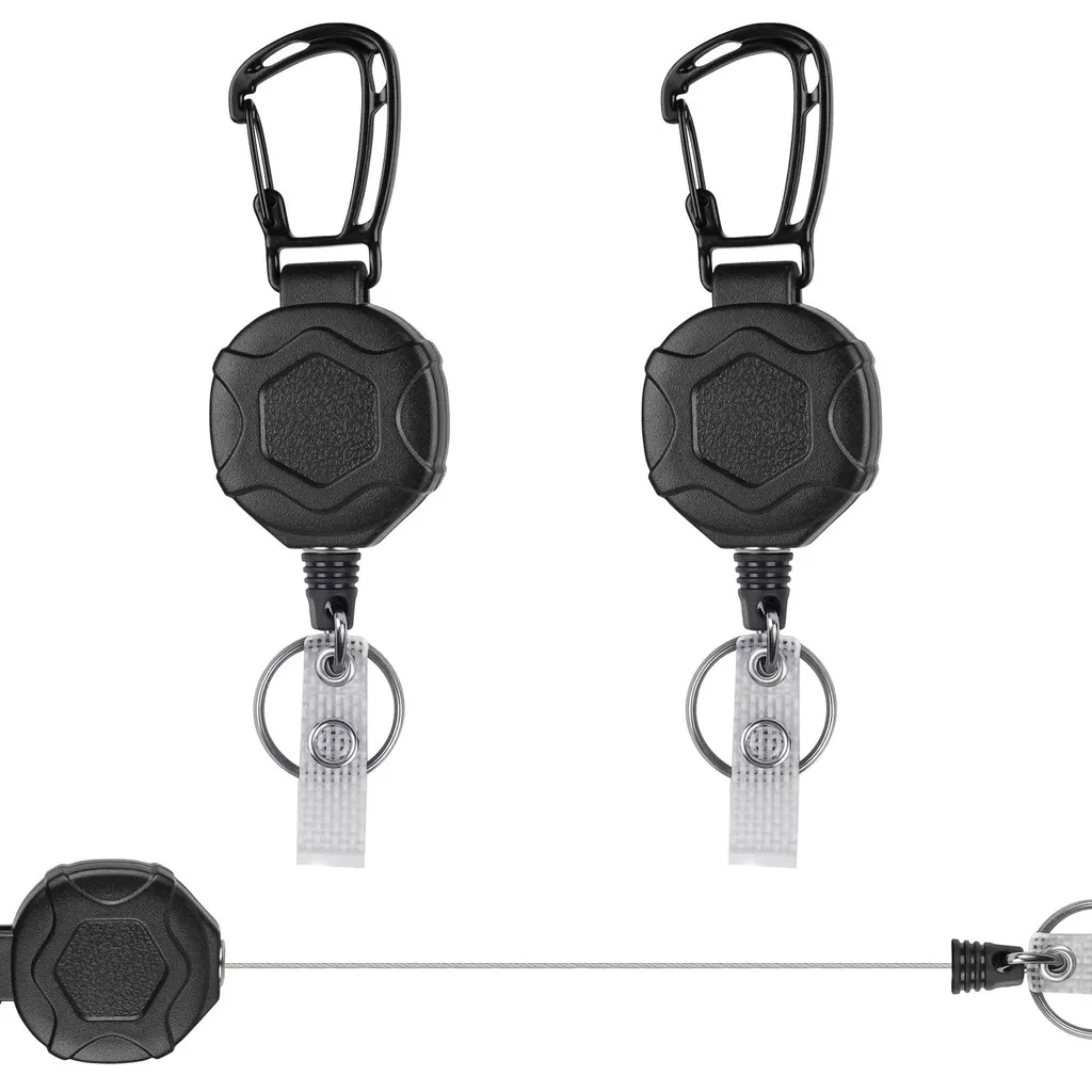Double porte-badge enrouleur avec enrouleur robuste et pince ceinture