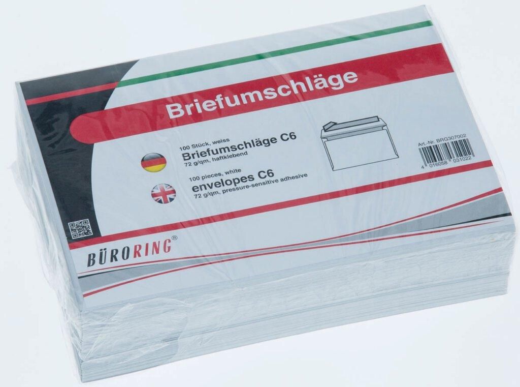 Briefumschlag DIN C6, ohne Fenster, haftklebend, weiß, 75g/qm, 100 Stück