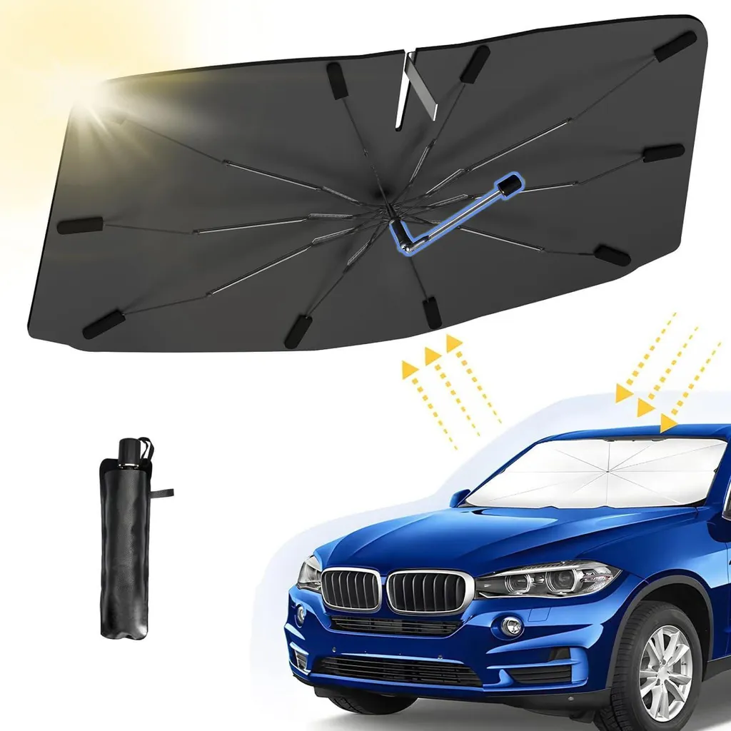 Parabrezza di protezione solare per auto, ruotabile a 360°, protezione UV, nero-acciaio