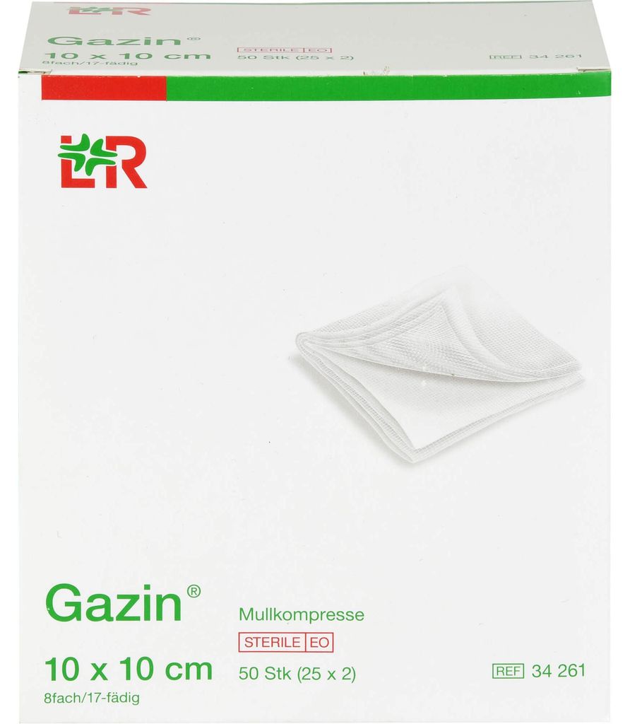 Gazin compresse sterili di garza 10 x 10 cm a 8 pieghe, 50 Immagine del prodotto 