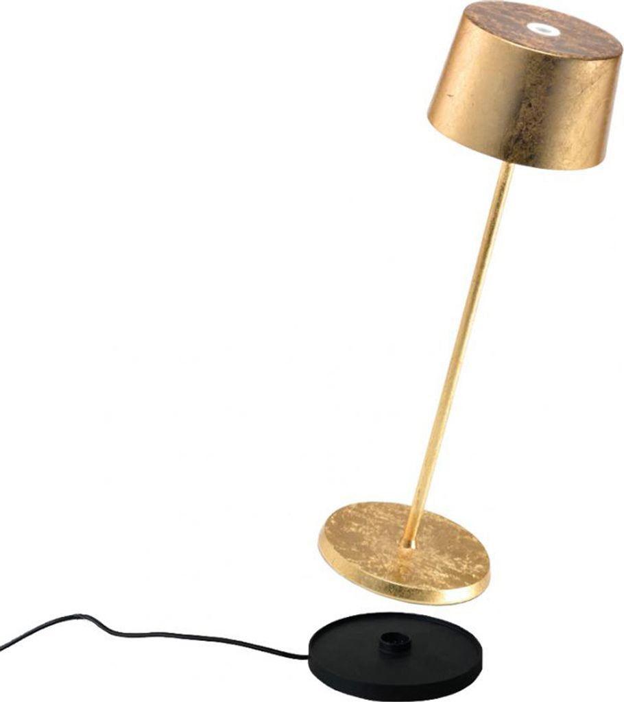 Zafferano Olivia Pro Tischlampe - Aufladbare LED Außenlampe - 35,5 cm - Gold