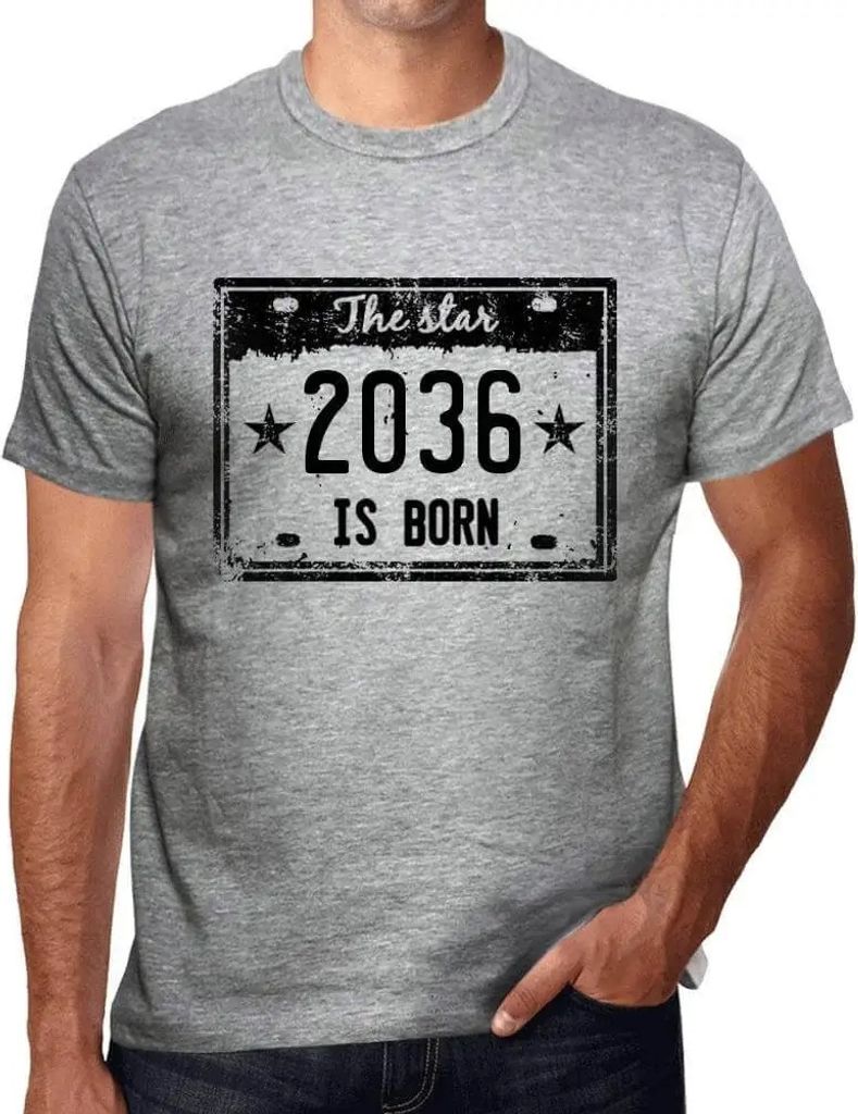 Herren Grafik T-Shirt Der Stern wird im Jahr 2036 geboren – The Star Is Born in 2036 – Öko-Verantwortlich Vintage Jahrgang Kurzarm Lustige Druck