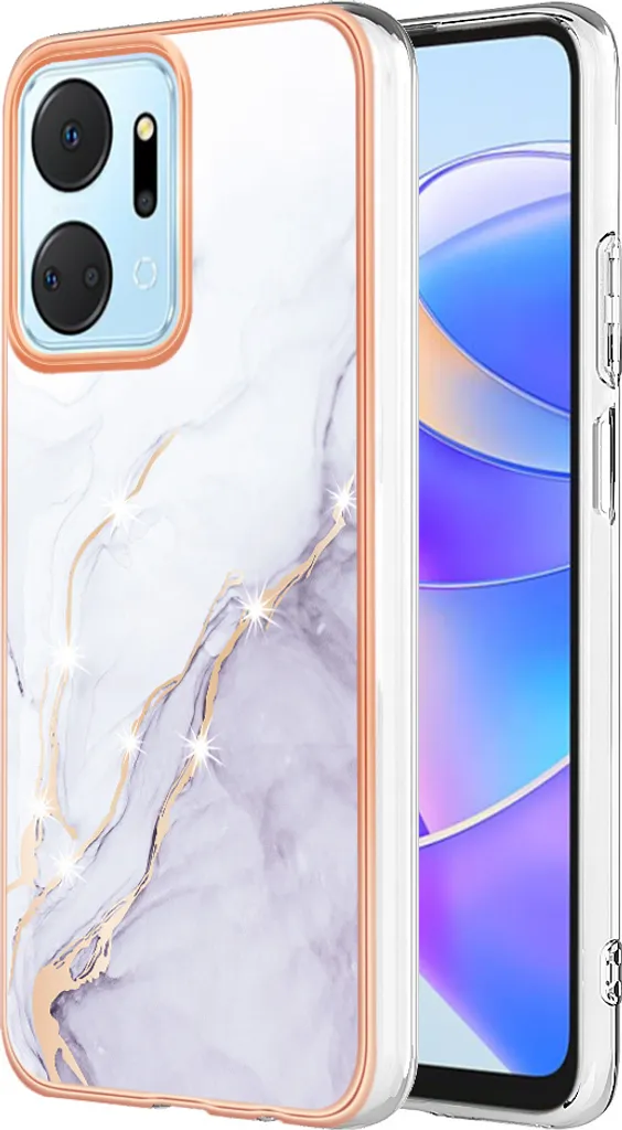 Cover Slim Honor X7a Marmo Bianco - Design Essenziale Antiurto