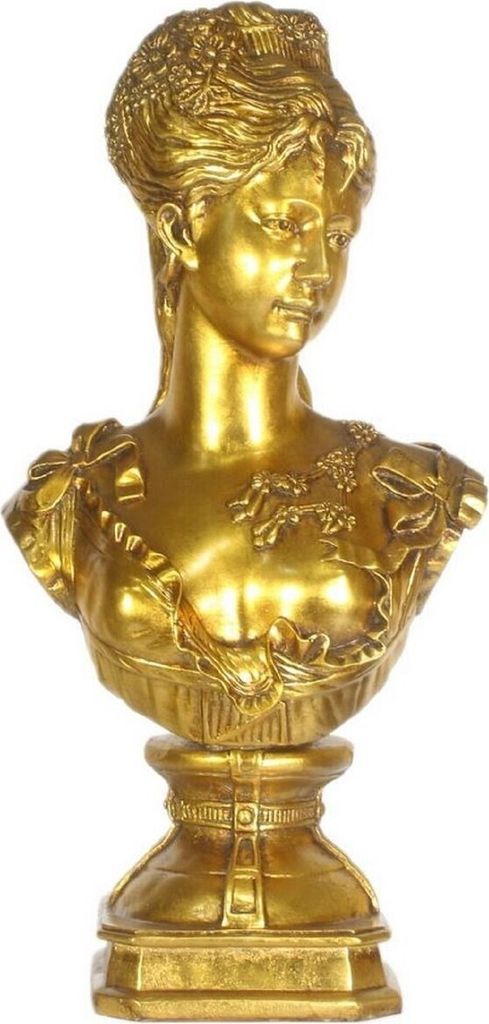 Casa Padrino Barock Damen Büste Gold 37 x 22 x H. 70 cm - Dekofigur im Barockstil