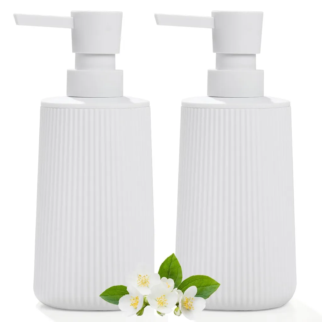 Lot de 2 distributeurs de savon modernes blanc 500ml à pompe manuelle